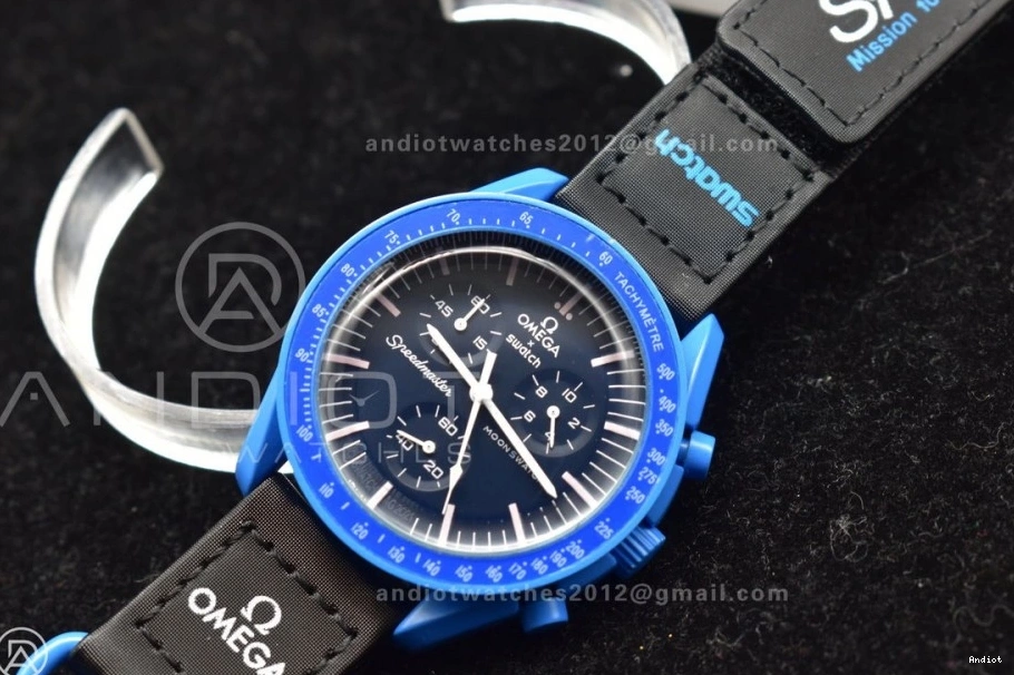 Reliable 1179 Moonwatch Omega Strap Neptune Nylon on x Mission to Swatch Quartz Bioceramic 0717